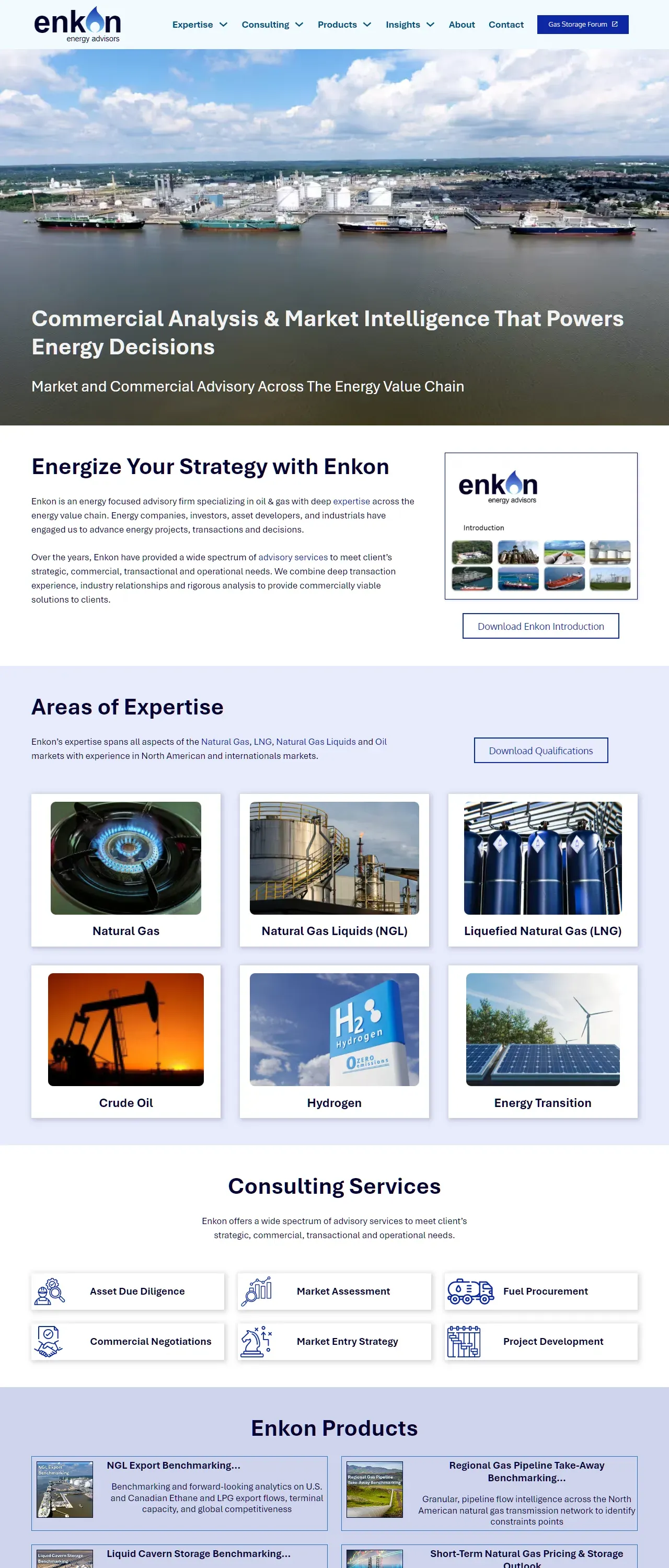 Home page of the Enkon Energy Advisors website