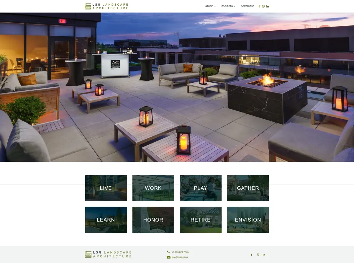 Home page of the LSG Inc architecture firm website